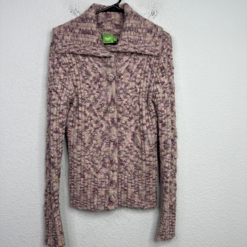 Industry Sweater Women M Pink Alpaca Blend Knit Button Boho Cottagecore Cardigan
